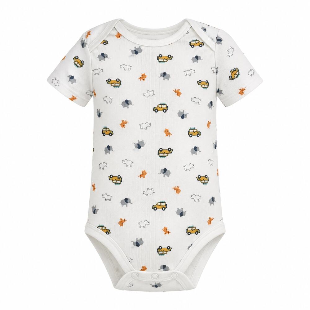 Carter's Baby Bodysuit 24 Months White Truck Animal Print Short Sleeve Onesie